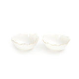 White Phnom Pehn Ceramic Bowls with Gold Border - Small - Set of 2 - 300 ml