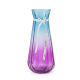 Xlcusive Transparent Chromatic Blue to Purple Gradiating Crystal Glass Vase