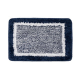 Elegance Blue-White Microfibre Floor + Bath Mat (L-60 x W-40 cms)