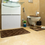 Luxe Classic Rashe Emboss 3 Piece Bathroom Mats Set (L-80 x W-50 cms) - Chocolate Brown