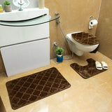 Luxe Classic Rashe Emboss 3 Piece Bathroom Mats Set (L-80 x W-50 cms) - Chocolate Brown