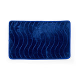 Luxe Waves Rashe Emboss 3 Piece Bathroom Mats Set (L-80 x W-50 cms) - Cobalt Blue