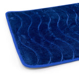 Luxe Waves Rashe Emboss 3 Piece Bathroom Mats Set (L-80 x W-50 cms) - Cobalt Blue