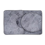 Luxe Circles Rashe Emboss 3 Piece Bathroom Mats Set (L-80 x W-50 cms) - Oxford Gray