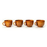 Artistic Round Wooden Mug Tea / Coffee Set - Dinnerware - Eco Friendly - 200 ml - Pack of 2