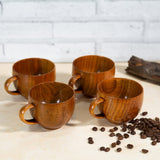 Artistic Round Wooden Mug Tea / Coffee Set - Dinnerware - Eco Friendly - 200 ml - Pack of 2