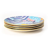 Artistic Colorful Blue 8.5 Inch Round Ceramic Plates (Set of 6)