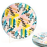 Artistic Colorful 8.5 Inch Ceramic Plates (Set of 6)