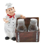 Chef Treasure Box Figurine Resin Salt & Pepper Shakers Hoder Set (Brown)