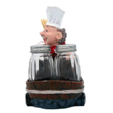 Foodie Chef Figurine Resin Salt & Pepper Shakers with Toothpick Holder Set (Back Cycle Basket)